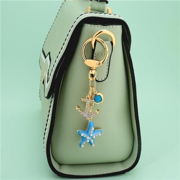 Cute Blue Starfish Keychain – Ocean-Inspired Beach Bag Charm with Starfish - Picture 5 of 5